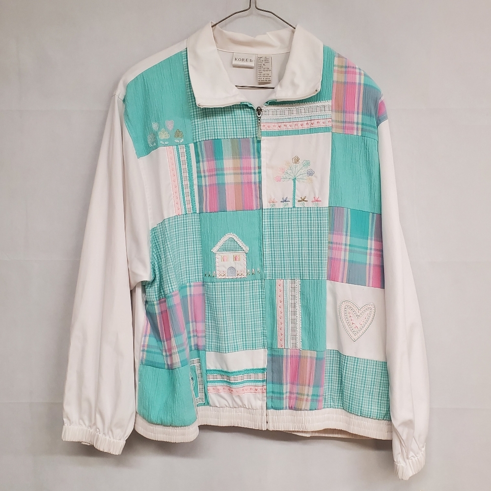 Vintage Koret Cottage Grannycore Patchwork Embroidered Zip Jacket